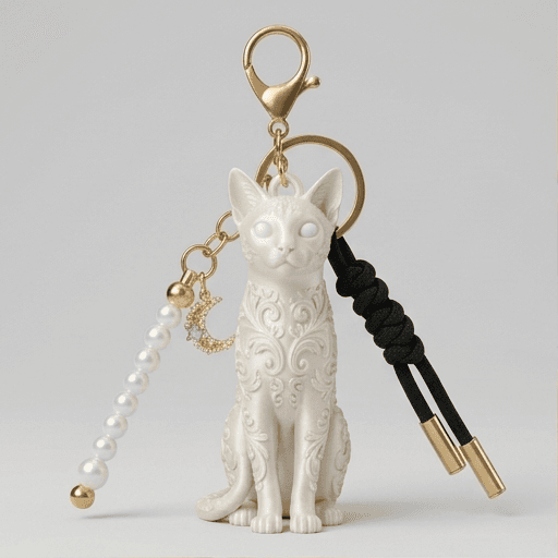 オシキャットのルネサンス肖像画キーホルダー(シルクホワイト)