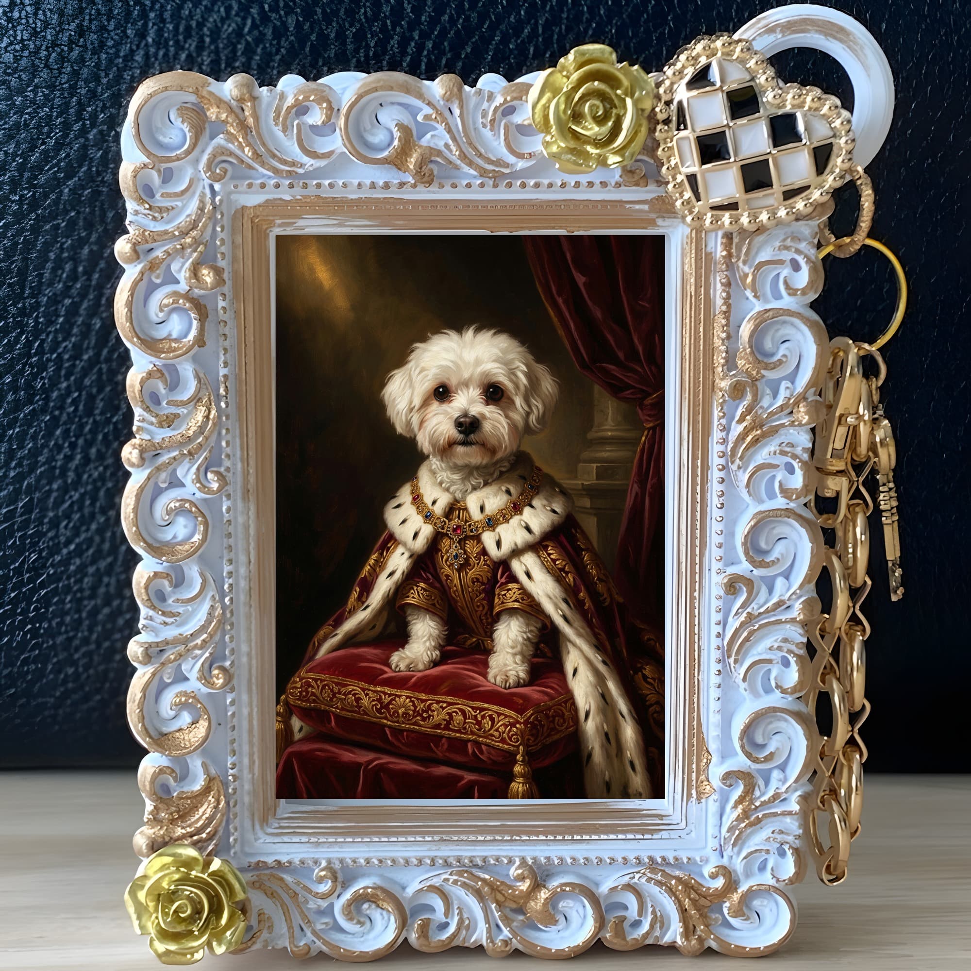 Maltese Renaissance Portrait Bag Charm (White) 2