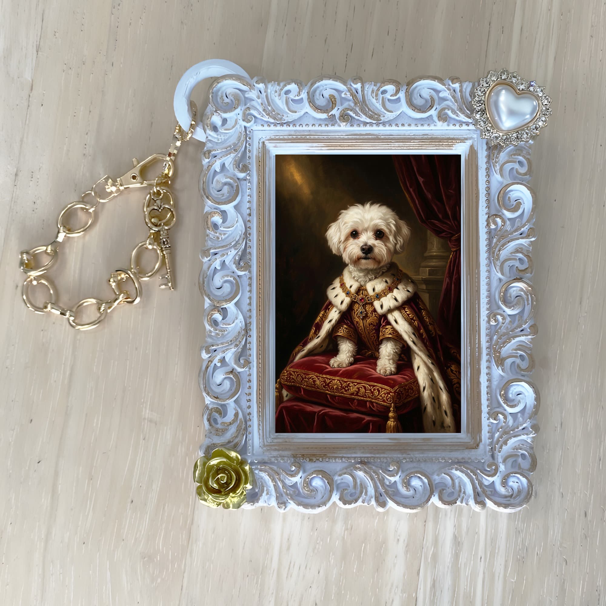 Maltese Renaissance Portrait Bag Charm (White) 4