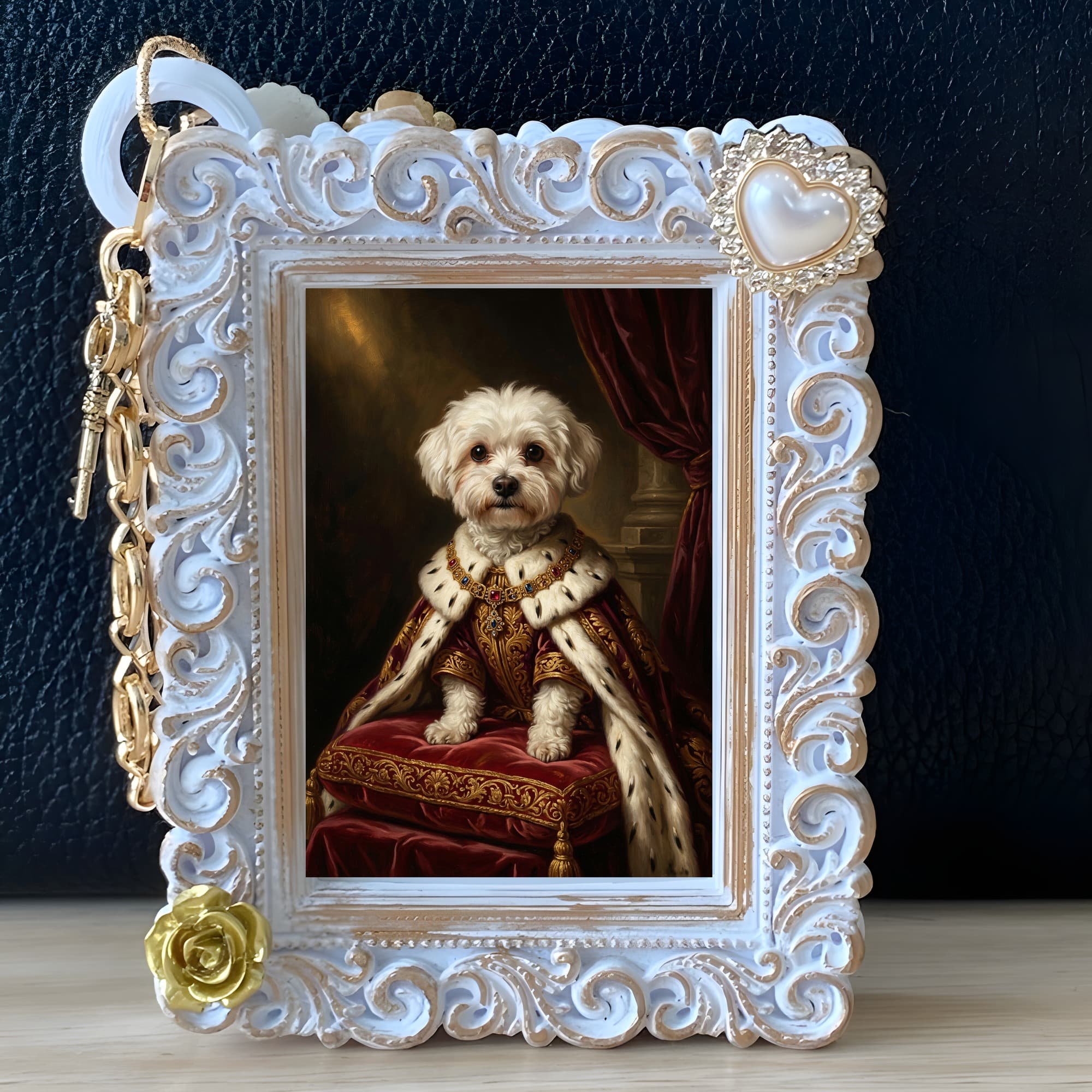 Maltese Renaissance Portrait Bag Charm (White) 5