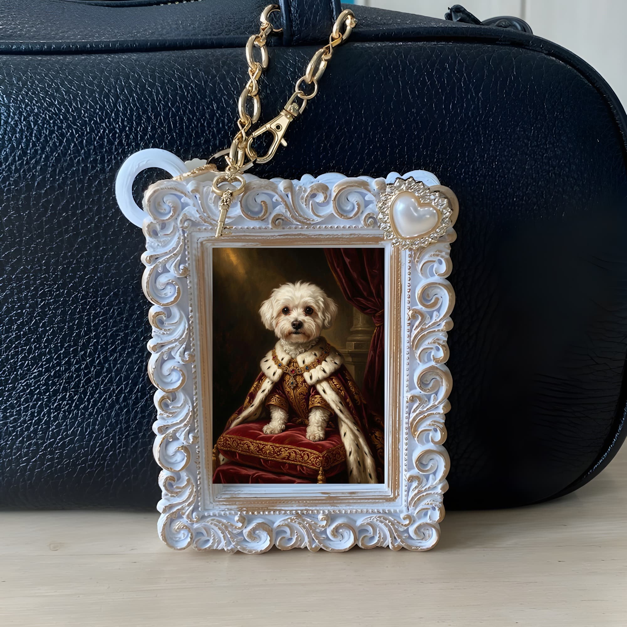 Maltese Renaissance Portrait Bag Charm (White) 6