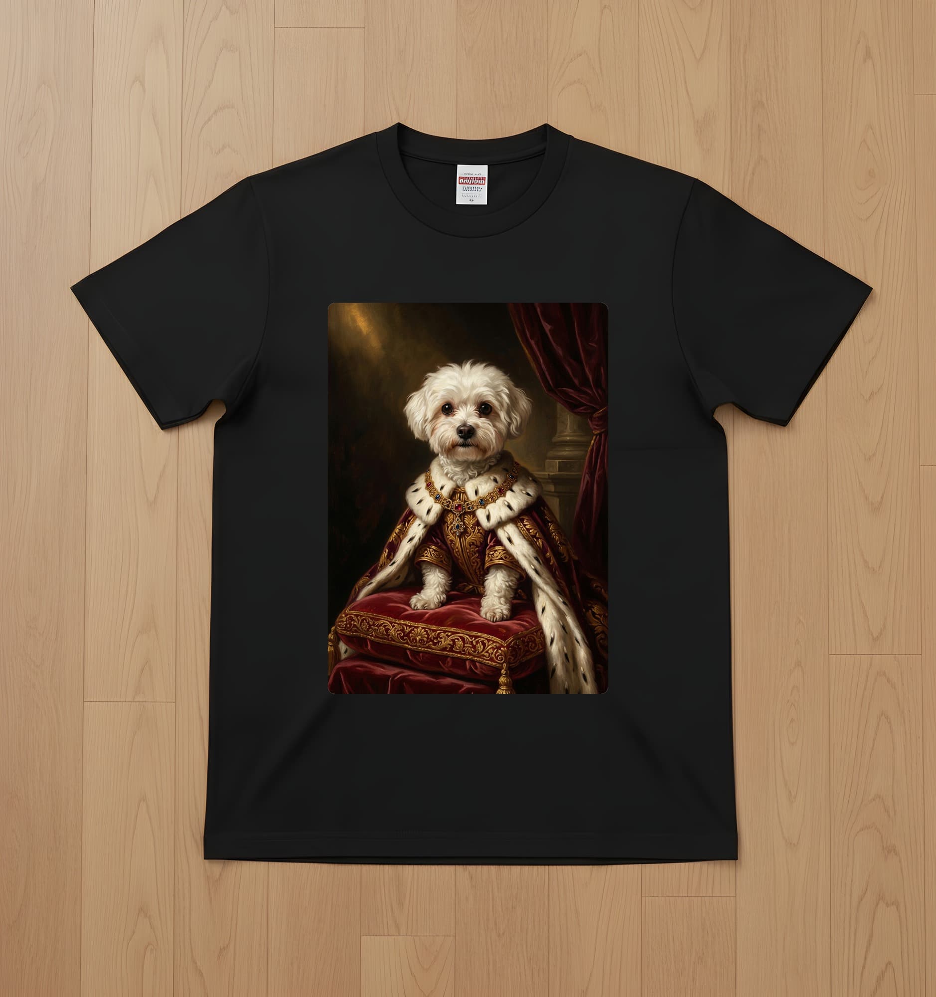Maltese Renaissance Portrait T-Shirt (Black, Color Print, No Frame)