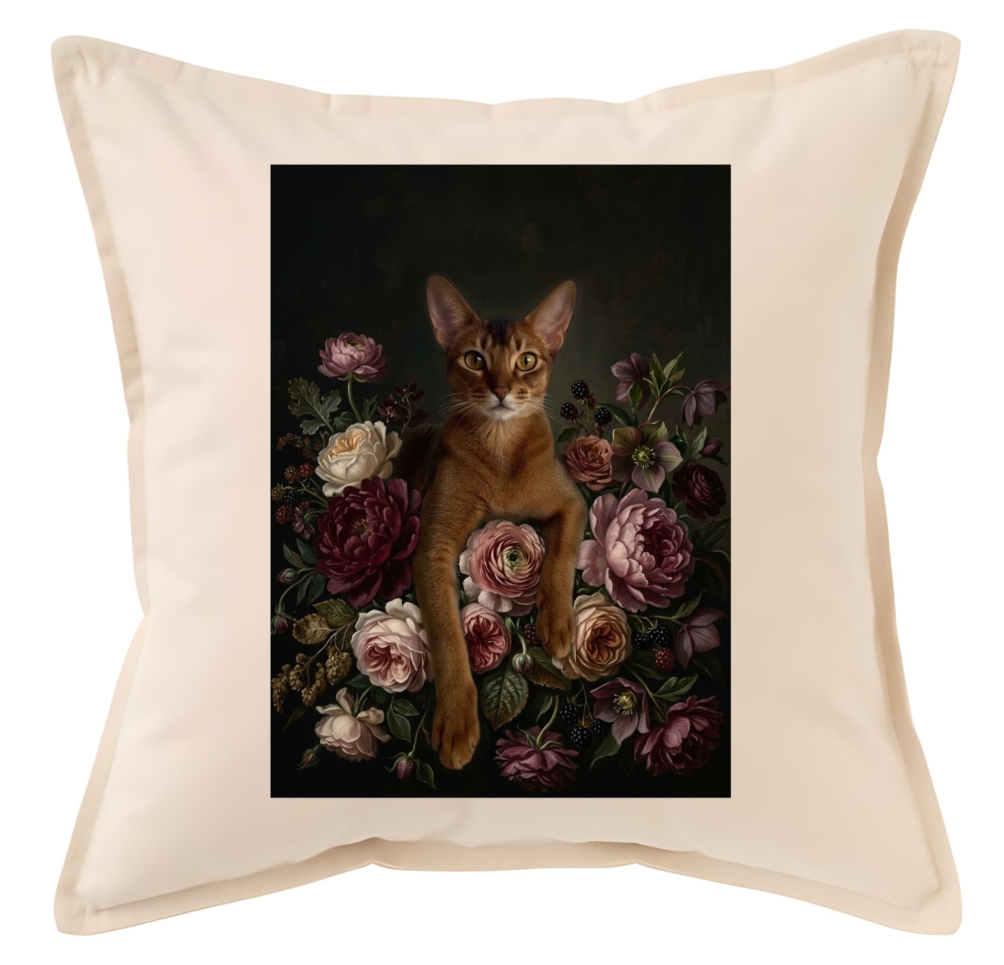 Abyssinian Floral Oil-Painting Floral Cushion