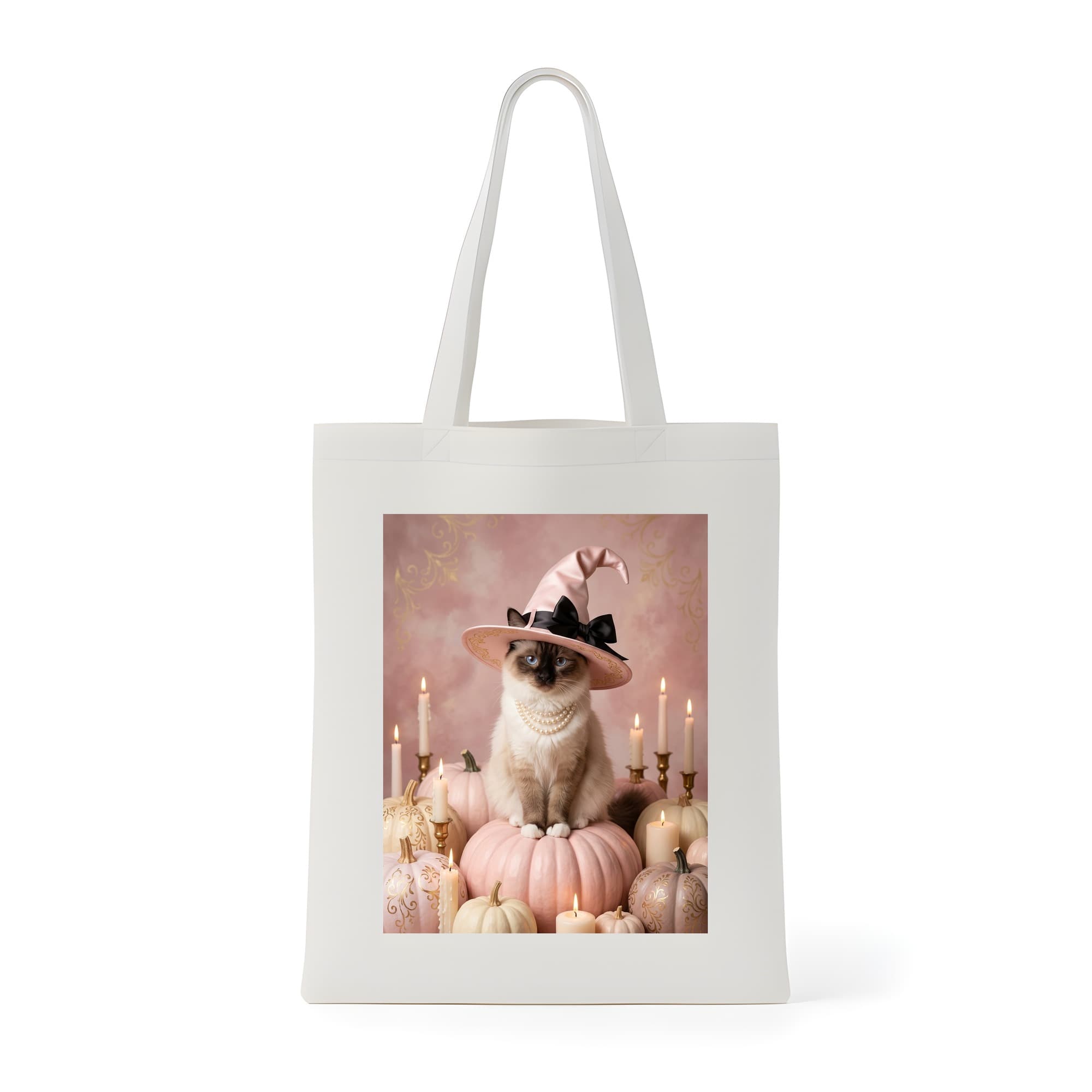 Balinese Pumpkin & Candlelight Oil-Painting Halloween Tote Bag