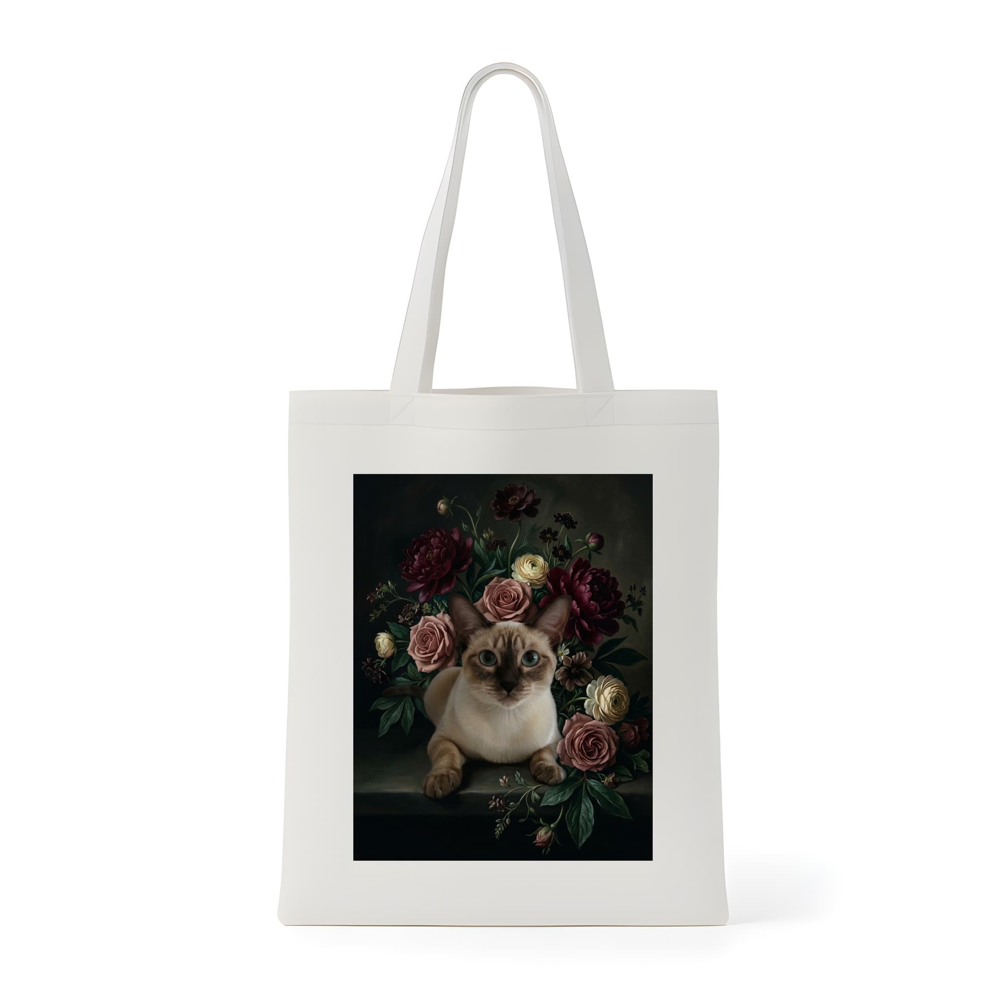 Siamese Floral Oil-Painting Floral Tote Bag