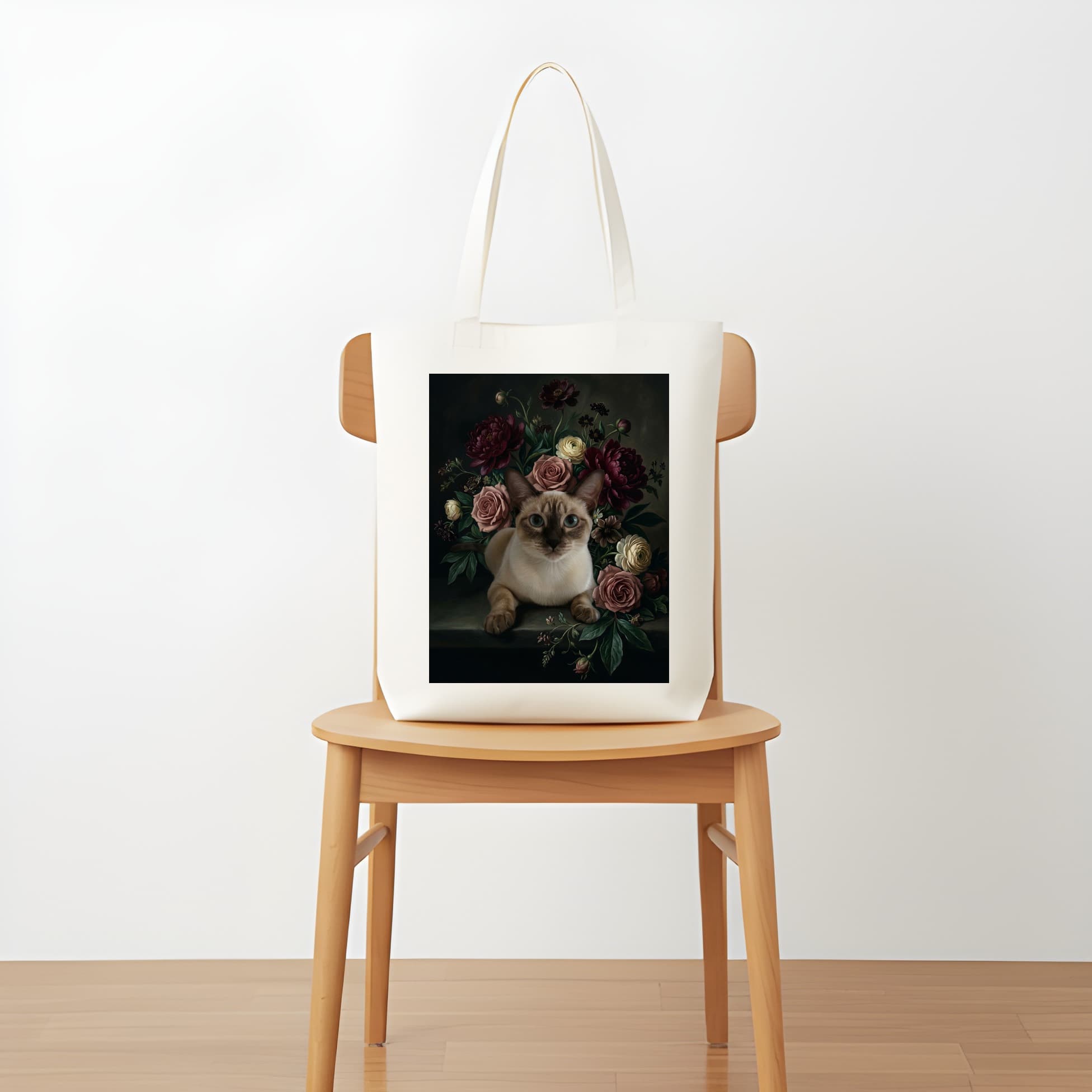 Siamese Floral Oil-Painting Floral Tote Bag 5