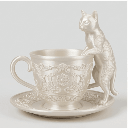 American Shorthair Renaissance Portrait Trinket Tray (Pearl White) 3