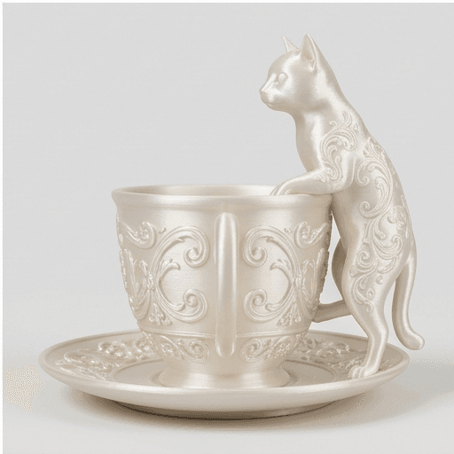 American Shorthair Renaissance Portrait Trinket Tray (Pearl White) 4