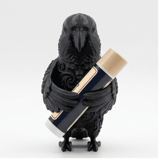 シロハラインコのルネサンス肖像画リップケース(シルクブラック)
