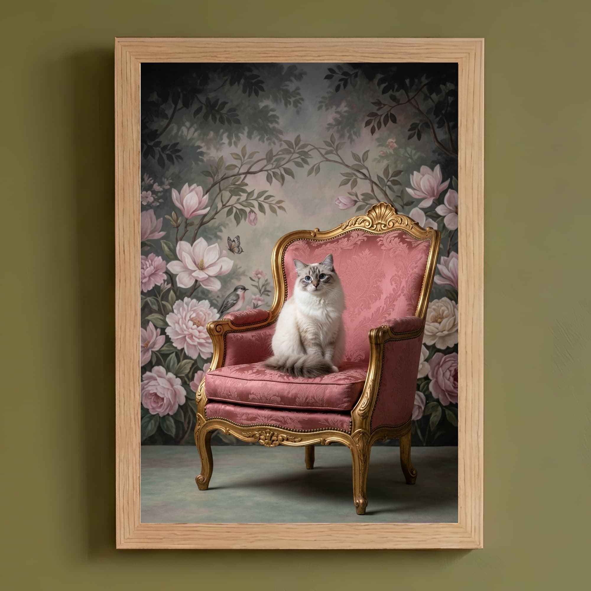 Ragdoll Shabby Pink Oil-Painting Rococo Framed Art Print (A4)
