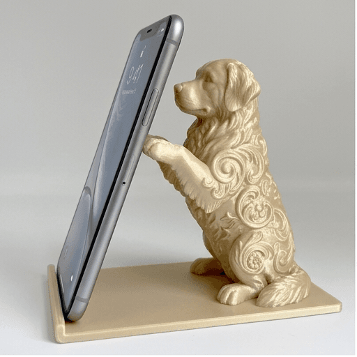 バーニーズマウンテンドッグのルネサンス肖像画スマホスタンド(シルクゴールド)