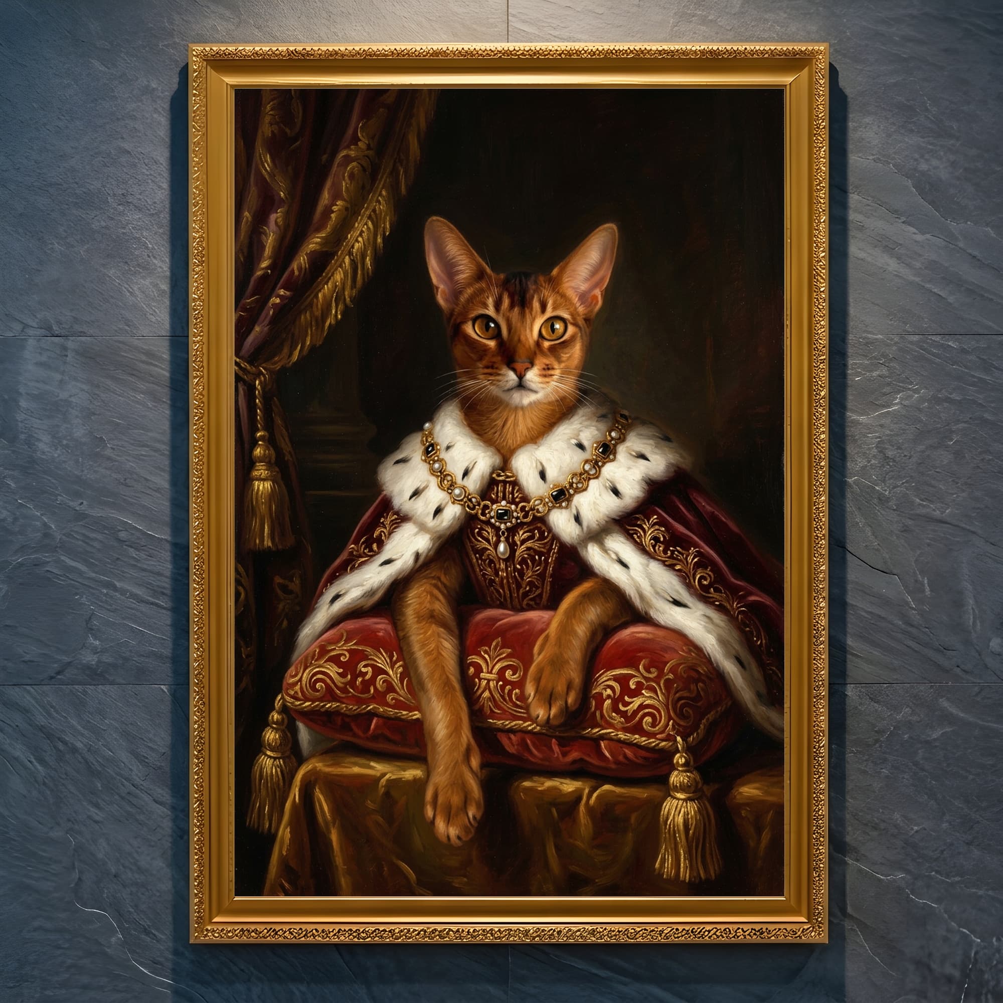 Abyssinian Renaissance Portrait Framed Art Print (A4 Gold)