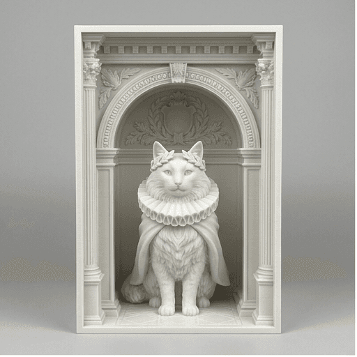 Norwegian Forest cat Renaissance Portrait Booknook Diorama