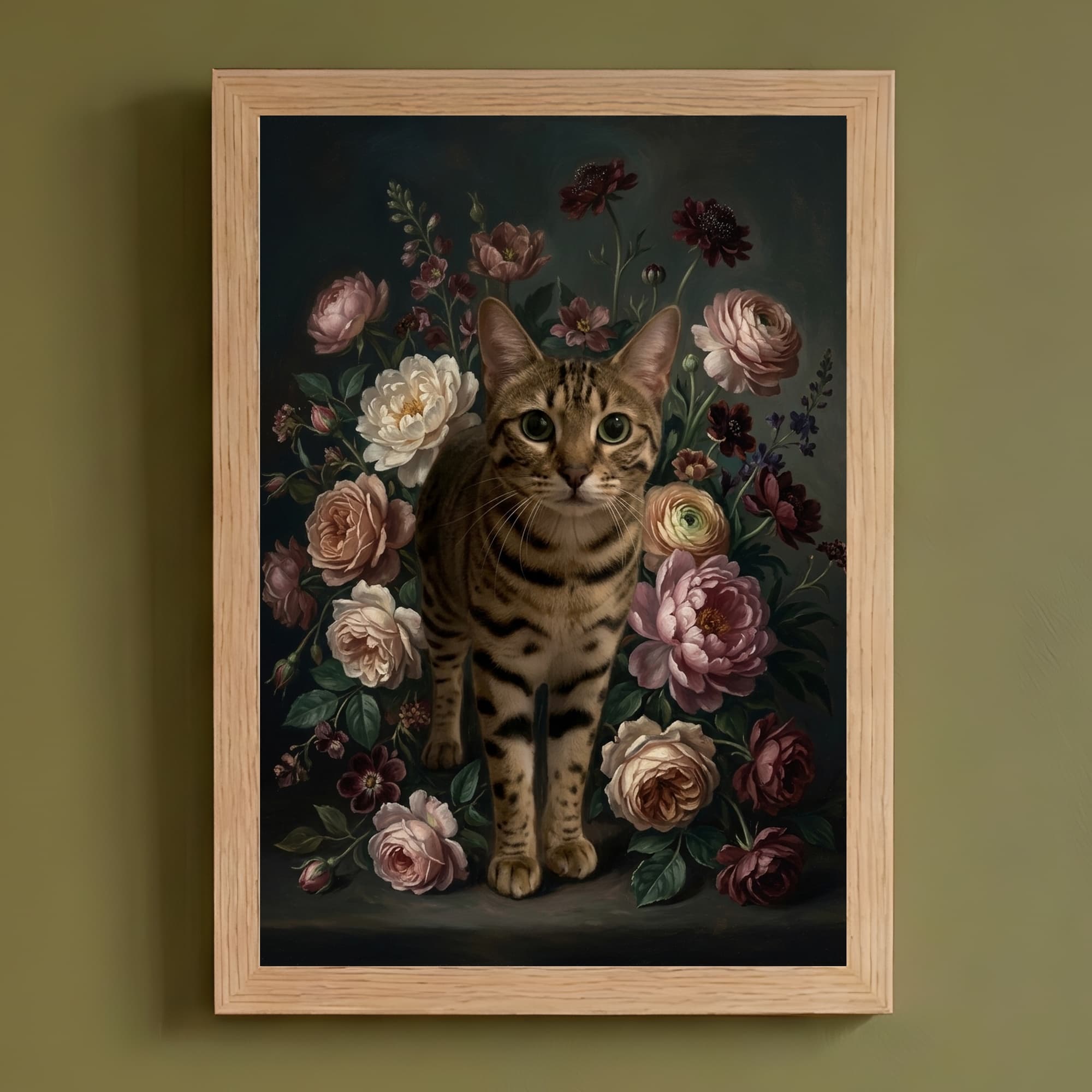 Ocicat Floral Oil-Painting Floral Framed Art Print (A4)