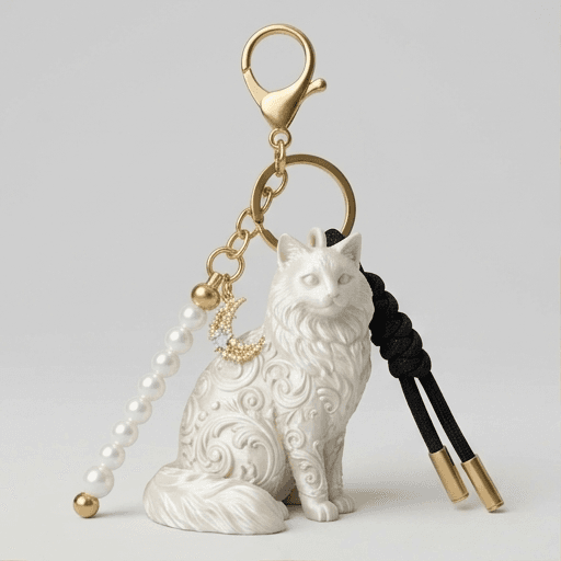 Ragdoll Renaissance Portrait Keychain (Pearl White)