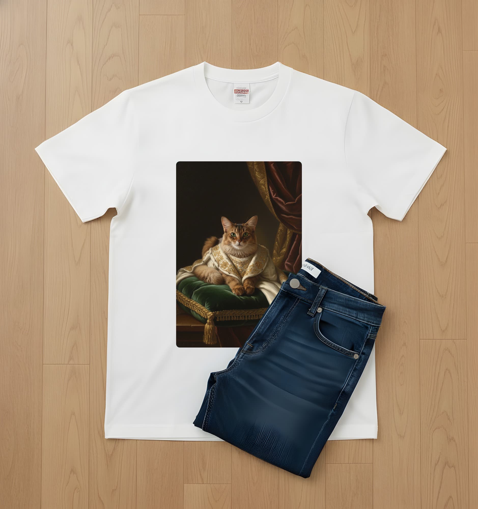 Somali Renaissance Portrait T-Shirt (White, Color Print, No Frame) 2