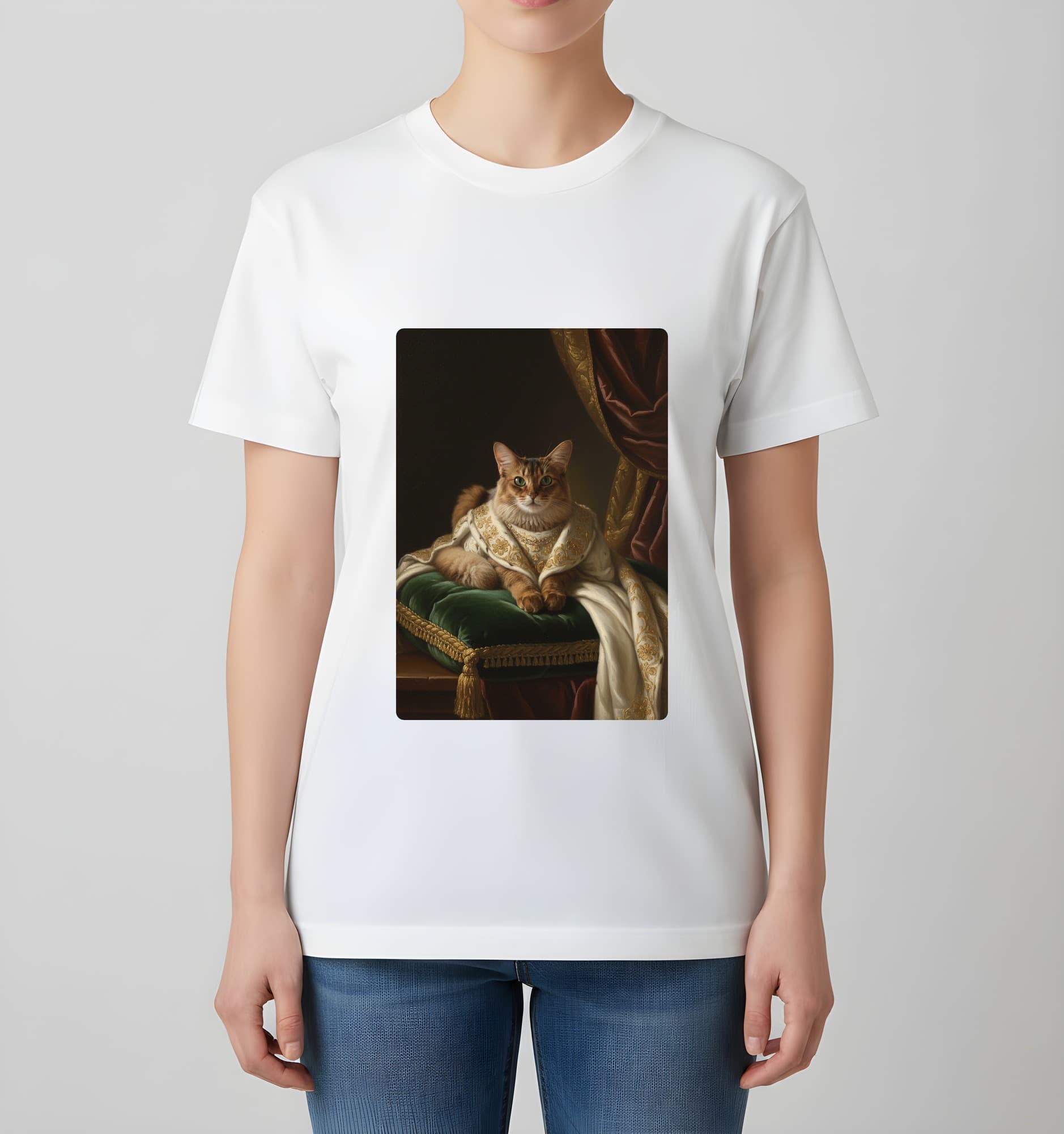 Somali Renaissance Portrait T-Shirt (White, Color Print, No Frame) 4