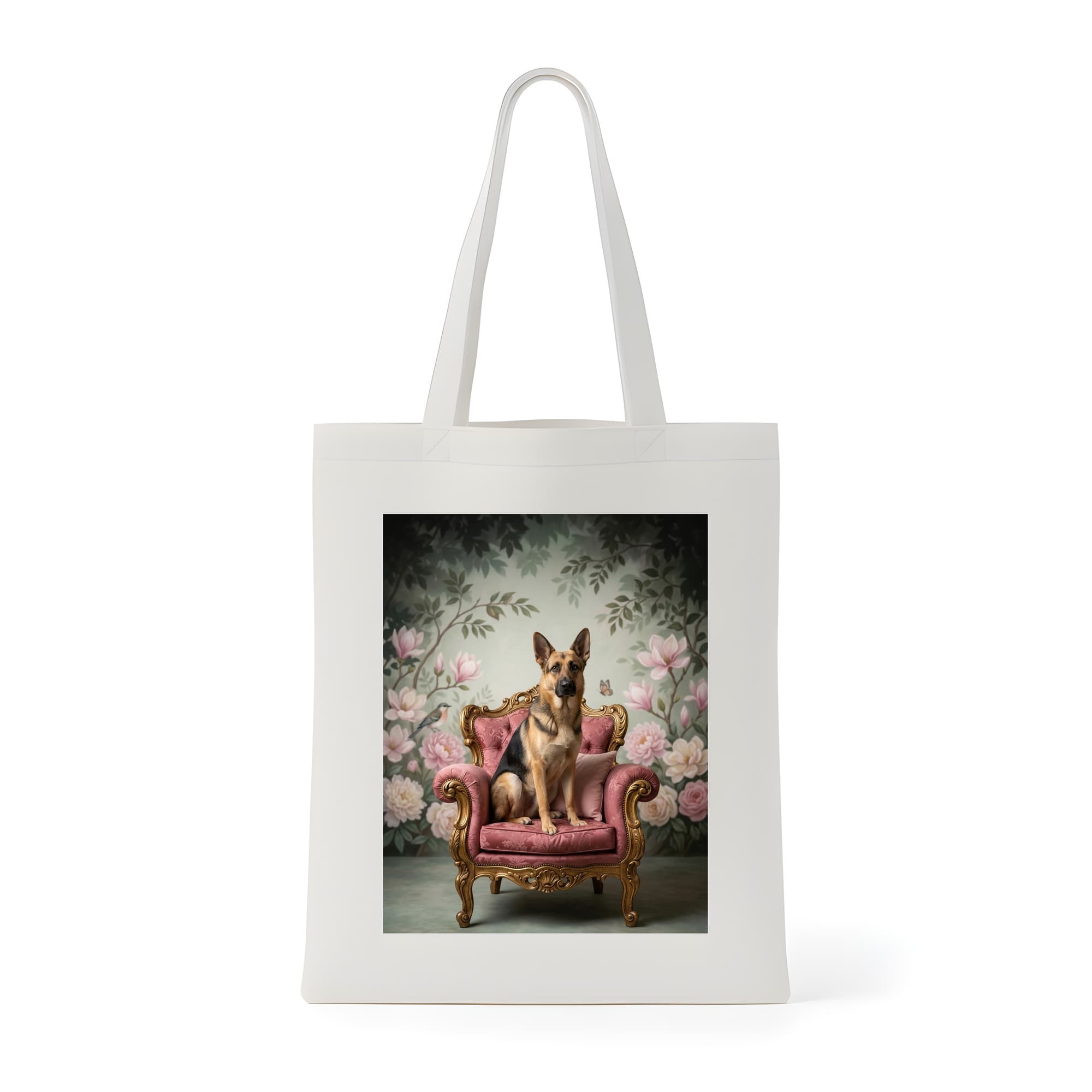 German shepherd Shabby Pink Oil-Painting Rococo Tote Bag