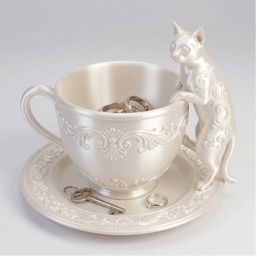 Russian Blue Renaissance Portrait Trinket Tray (Pearl White)