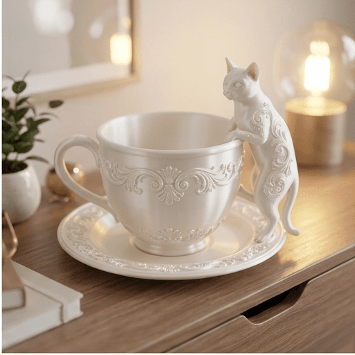 Russian Blue Renaissance Portrait Trinket Tray (Pearl White) 2
