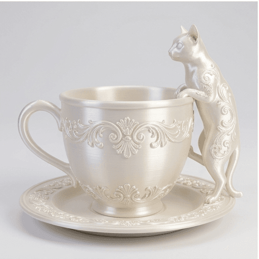 Russian Blue Renaissance Portrait Trinket Tray (Pearl White) 3