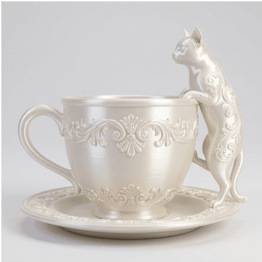 Russian Blue Renaissance Portrait Trinket Tray (Pearl White) 4