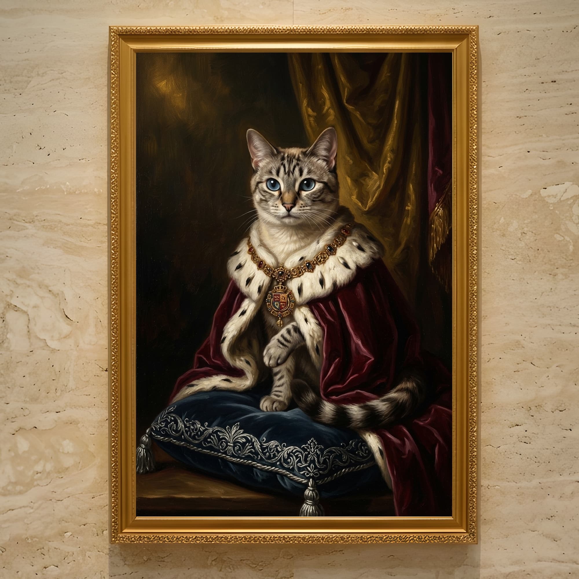 猫のルネサンス肖像画額装プリント(A3サイズ)