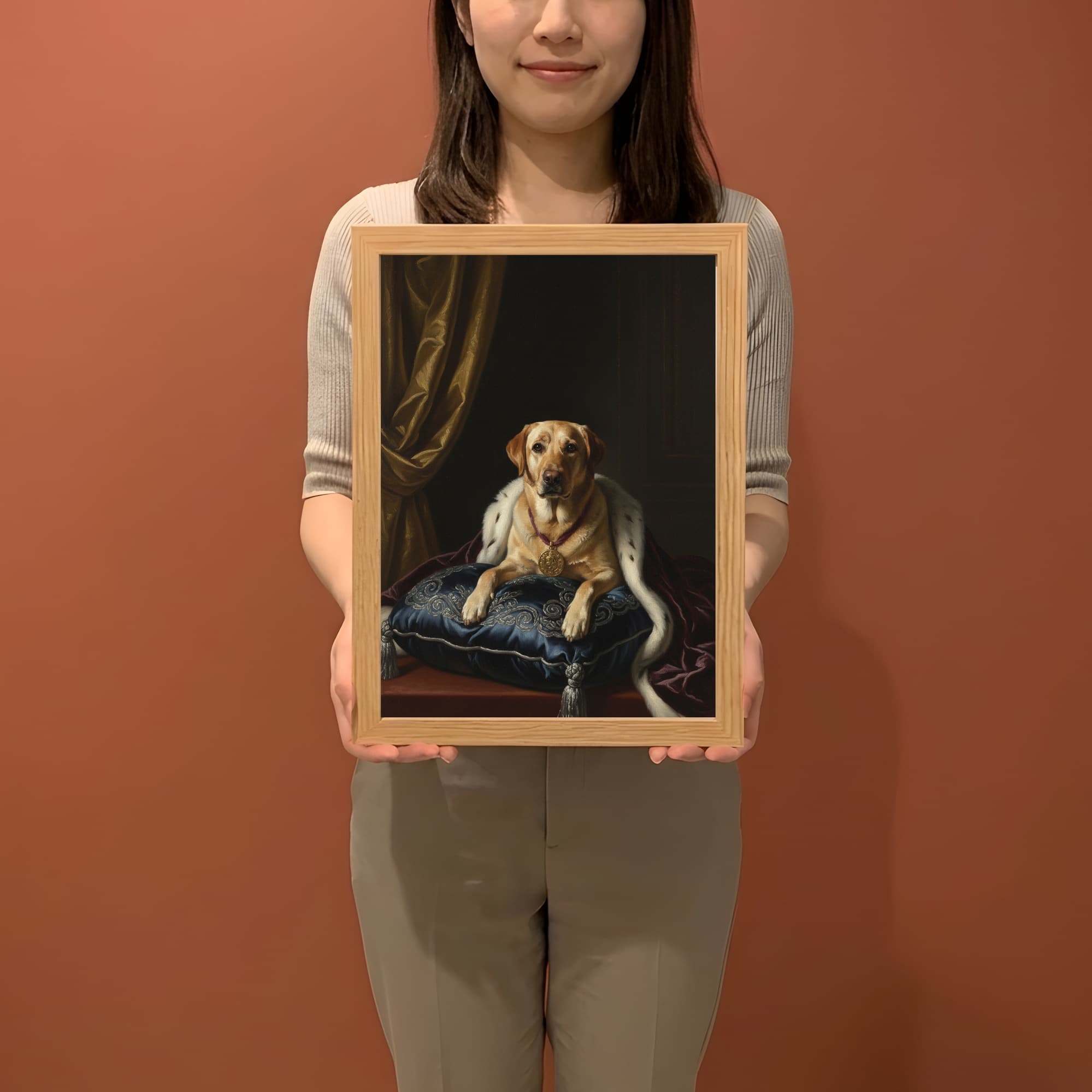 ラブラドールレトリバーのルネサンス肖像画額装プリント(A4サイズ) 2