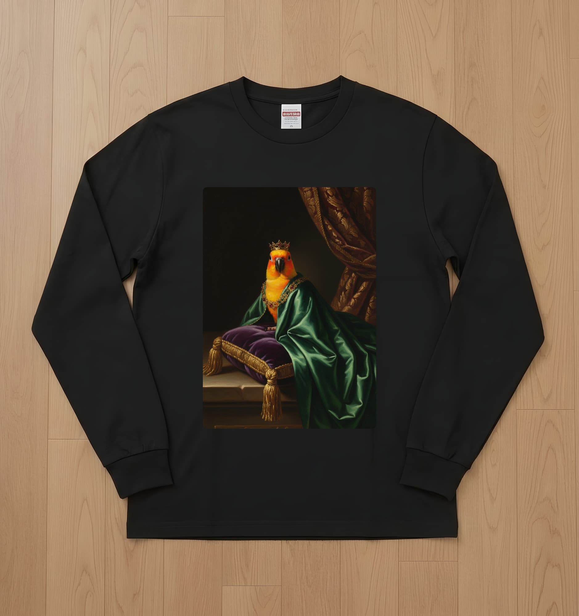Jenday Conure Renaissance Portrait Long Sleeve T-Shirt (Black)