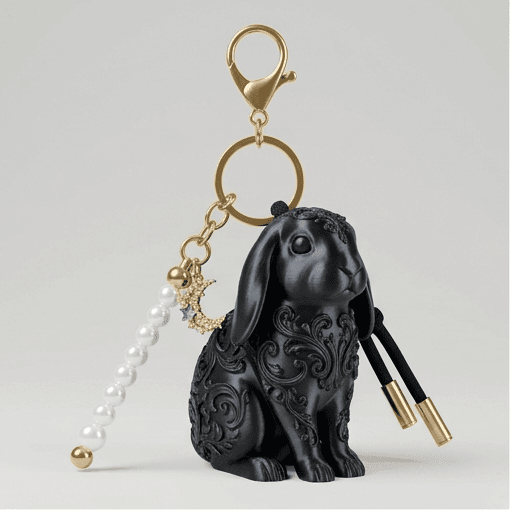 French Lop Renaissance Portrait Keychain (Silky Black)