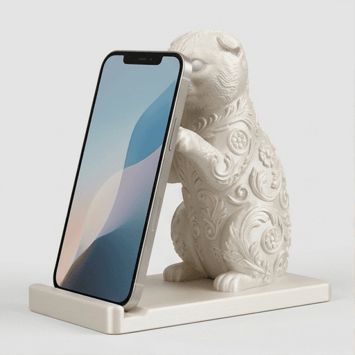スコティッシュフォールドのルネサンス肖像画スマホスタンド(シルクホワイト)