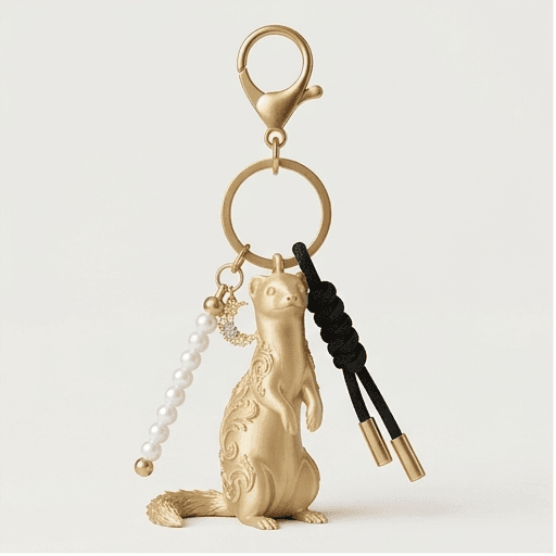 Ferret Renaissance Portrait Keychain (Silky Gold)