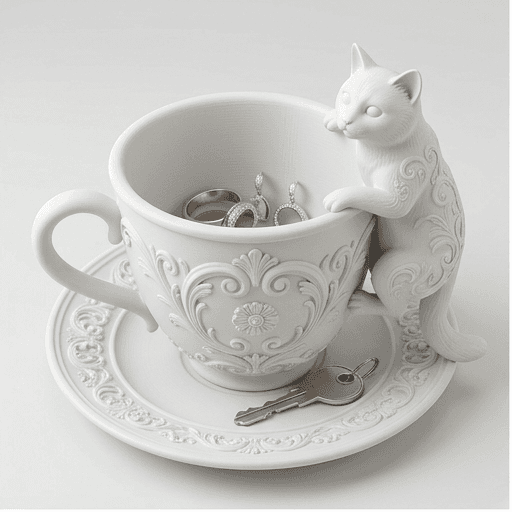 Birman Renaissance Portrait Trinket Tray (Matte White)