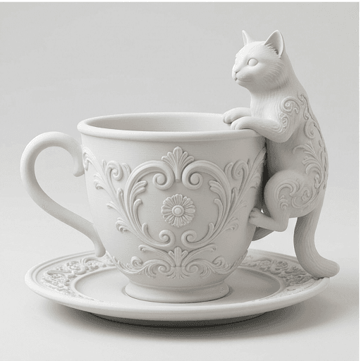 Birman Renaissance Portrait Trinket Tray (Matte White) 3