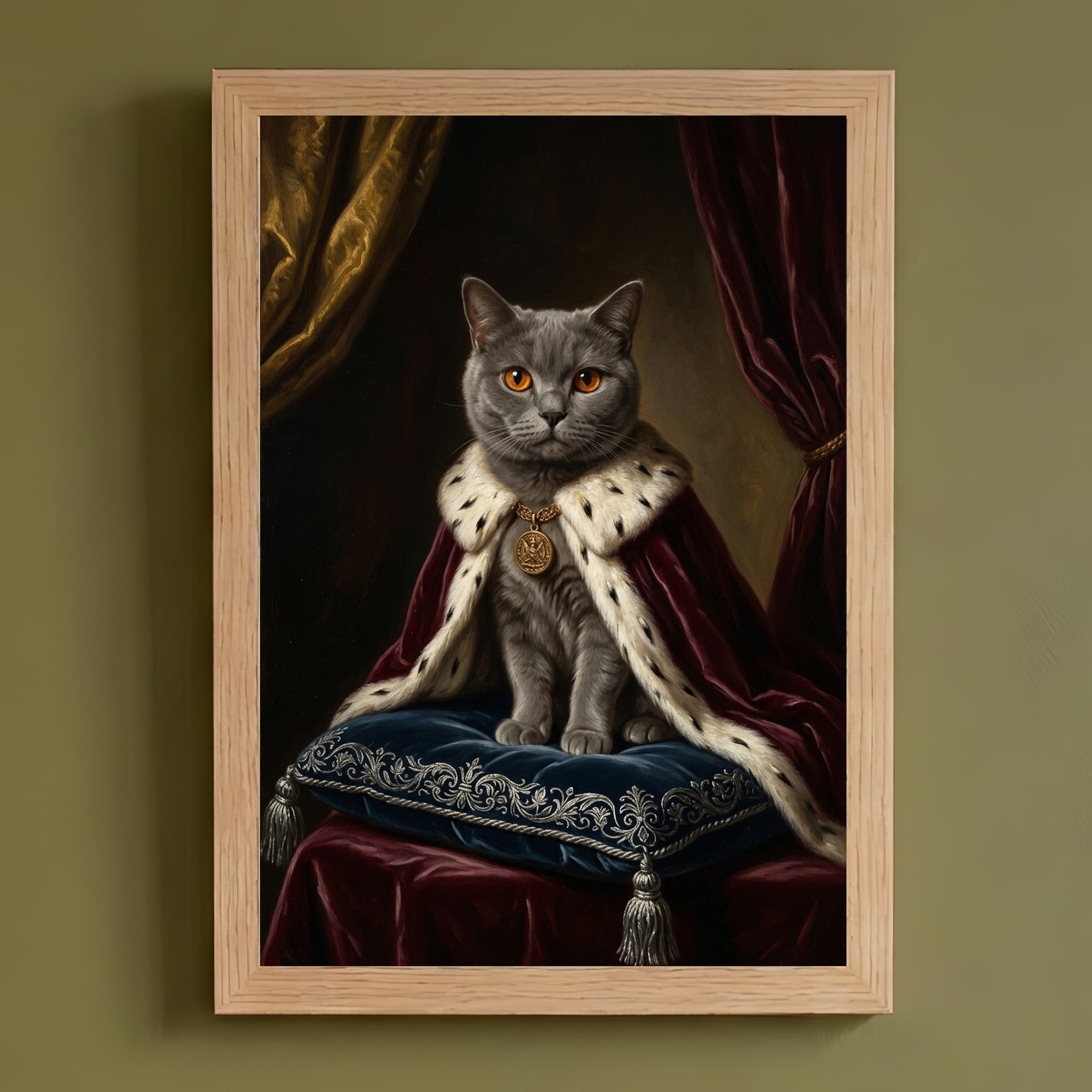 British Shorthair Renaissance Portrait Framed Art Print (A4)