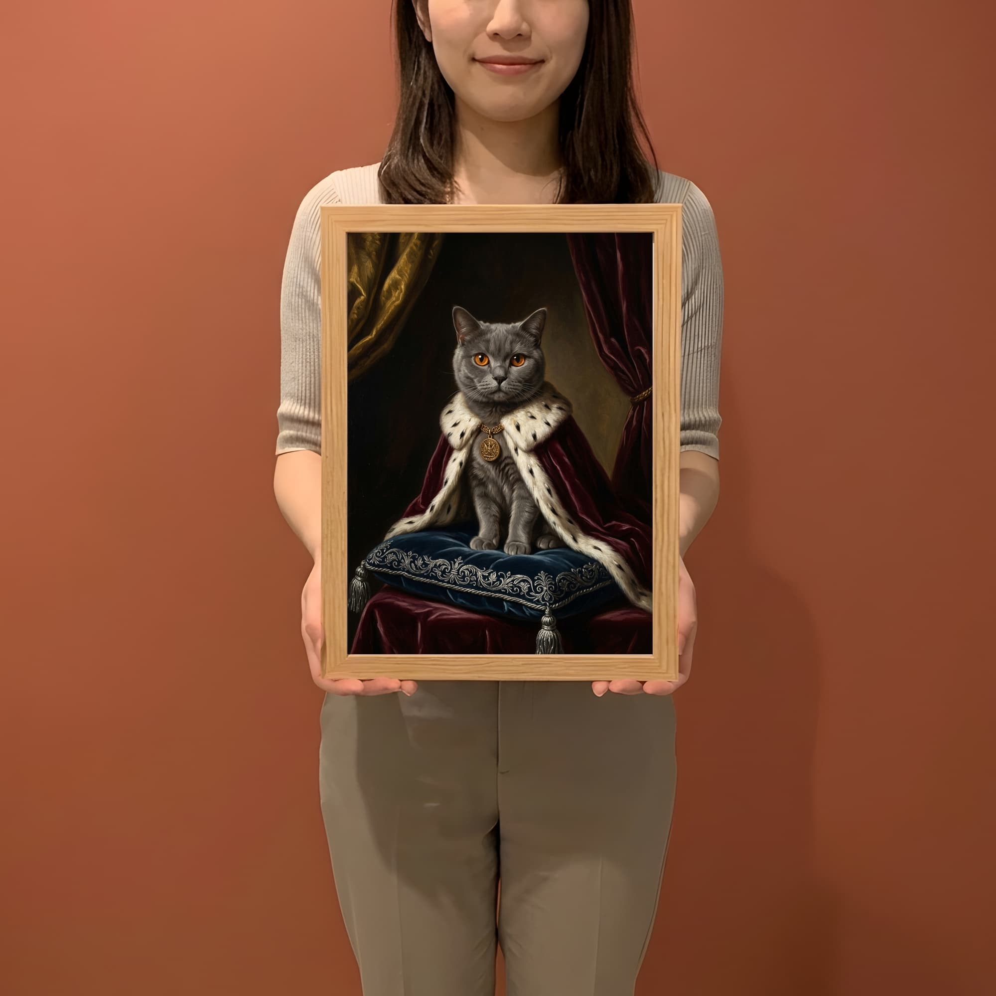 British Shorthair Renaissance Portrait Framed Art Print (A4) 2
