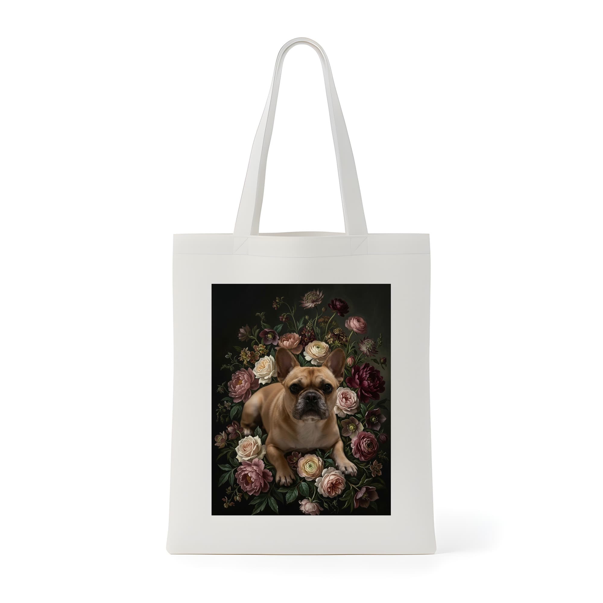 French bulldog Floral Oil-Painting Floral Tote Bag