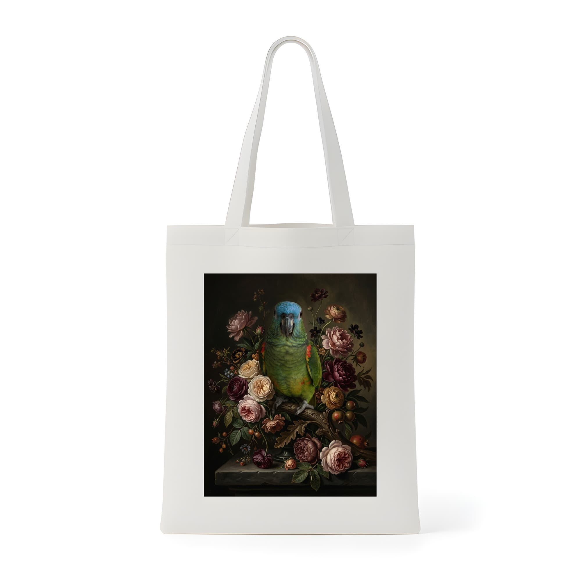 Blue-fronted Amazon Floral Oil-Painting Floral Tote Bag