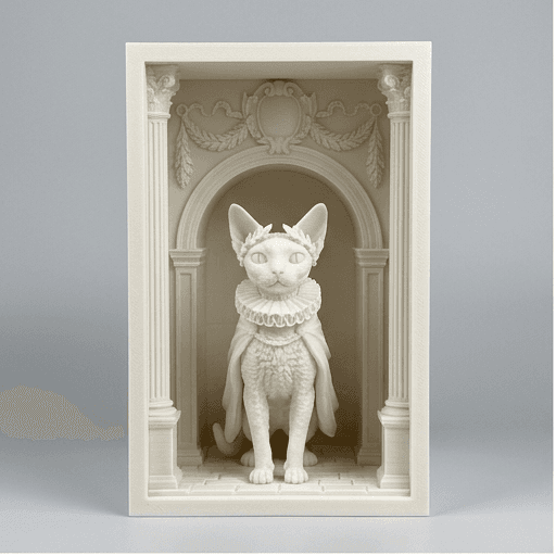 Devon Rex Renaissance Portrait Booknook Diorama