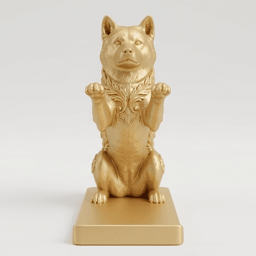 秋田犬のルネサンス肖像画スマホスタンド(シルクゴールド) 3