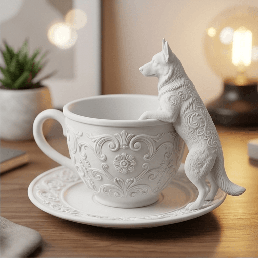 German shepherd Renaissance Portrait Trinket Tray (Matte White) 2