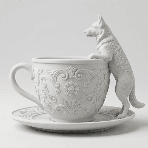 German shepherd Renaissance Portrait Trinket Tray (Matte White) 4