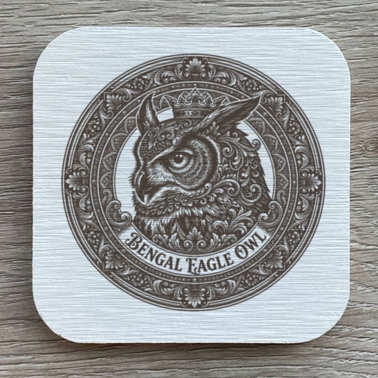 Bengal eagle owl Renaissance Portrait Coaster Set
