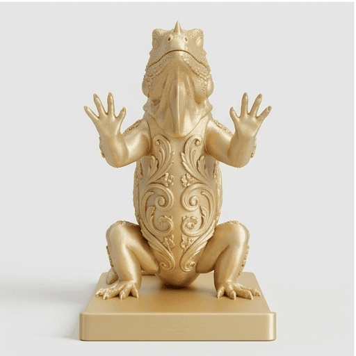 Rhinoceros Iguana Renaissance Portrait Phone Stand (Silky Gold) 3