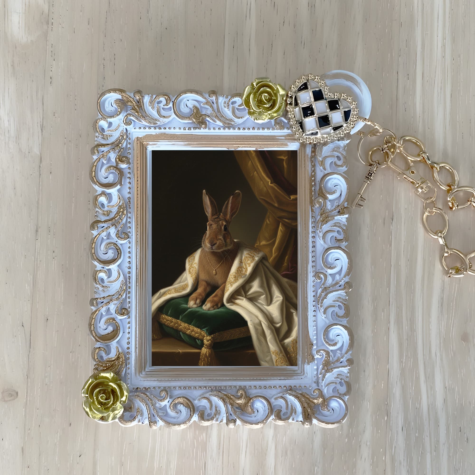 Belgian Hare Renaissance Portrait Bag Charm (White)
