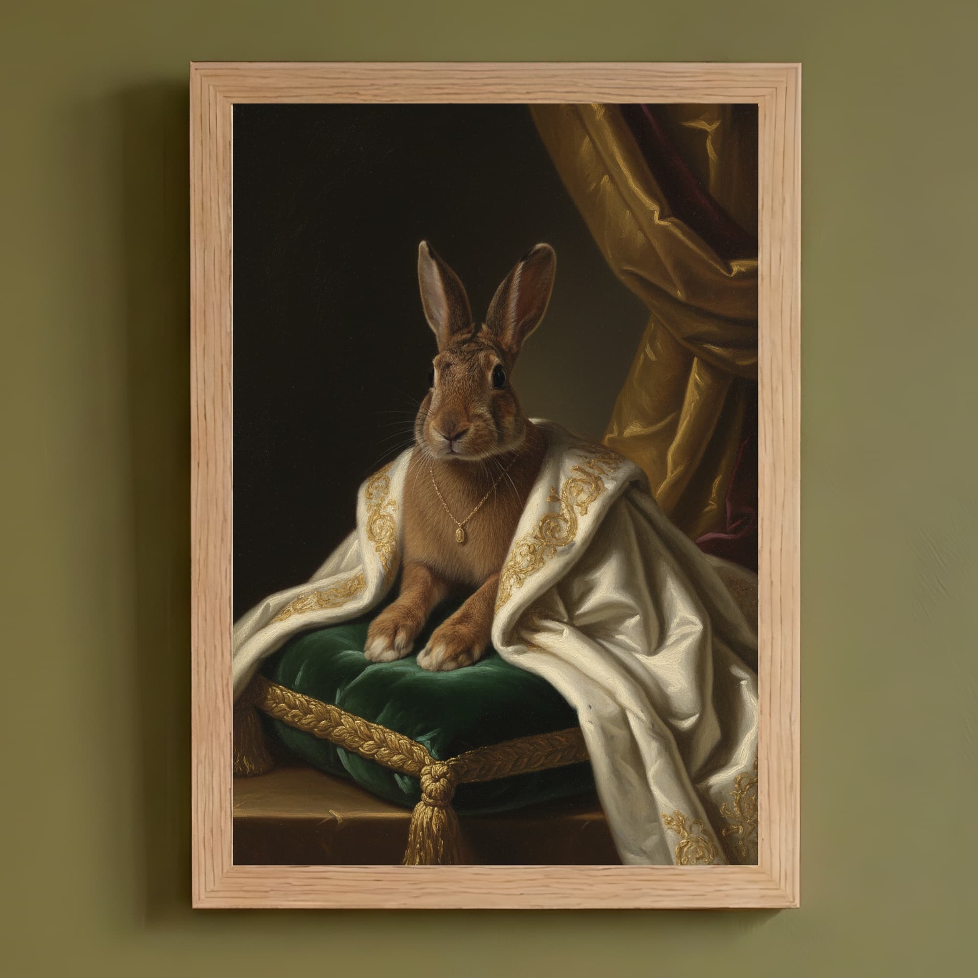 Belgian Hare Renaissance Portrait Framed Art Print (A4)