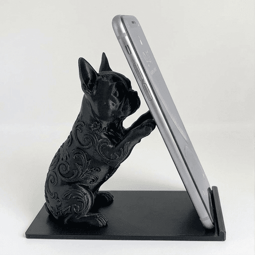 ボストンテリアのルネサンス肖像画スマホスタンド(シルクブラック)