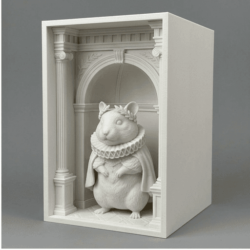 Cream hamster Renaissance Portrait Booknook Diorama 2