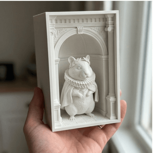 Cream hamster Renaissance Portrait Booknook Diorama 3