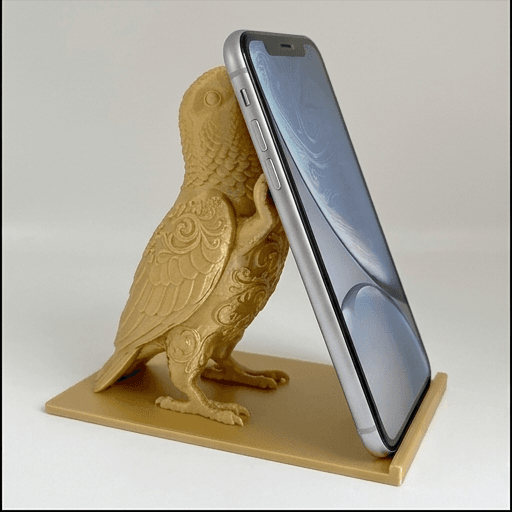 キエリボウシインコのルネサンス肖像画スマホスタンド(シルクゴールド)